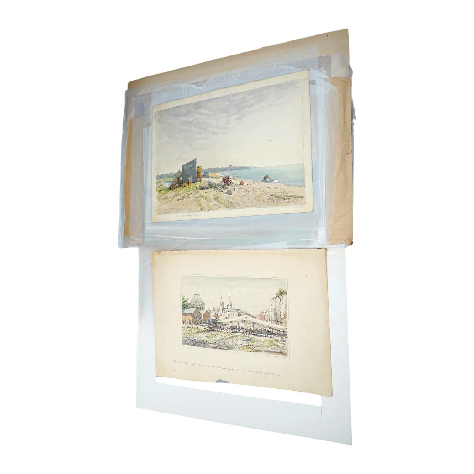 Sydney Maiden (1893-1963), folio of watercolours, largest 31 x 48cm